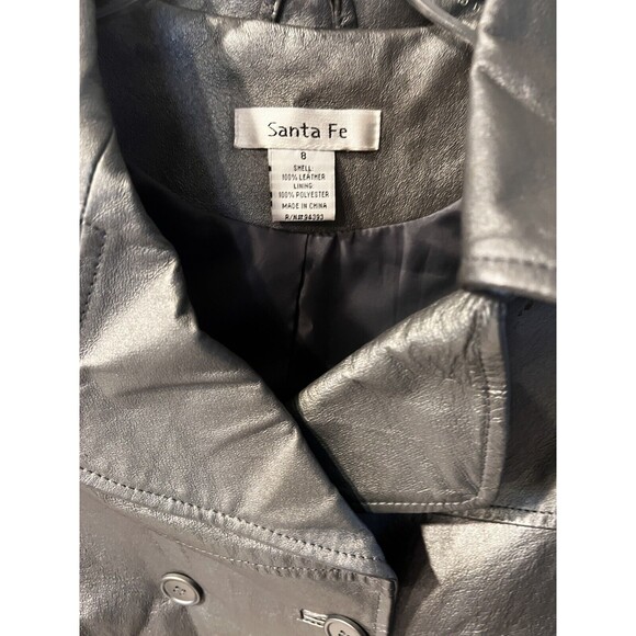 Santa Fe Leather Jacket womens Sz 8 Silver metallic button front retro y2k biker - Picture 3 of 9